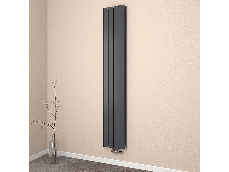 EMKE Radiator - Dubbel-Laags Plat - Mat Zwart - 180x30 cm - 911 W - Kolomradiator Vertical - Verwarming voor Alle Ruimtes