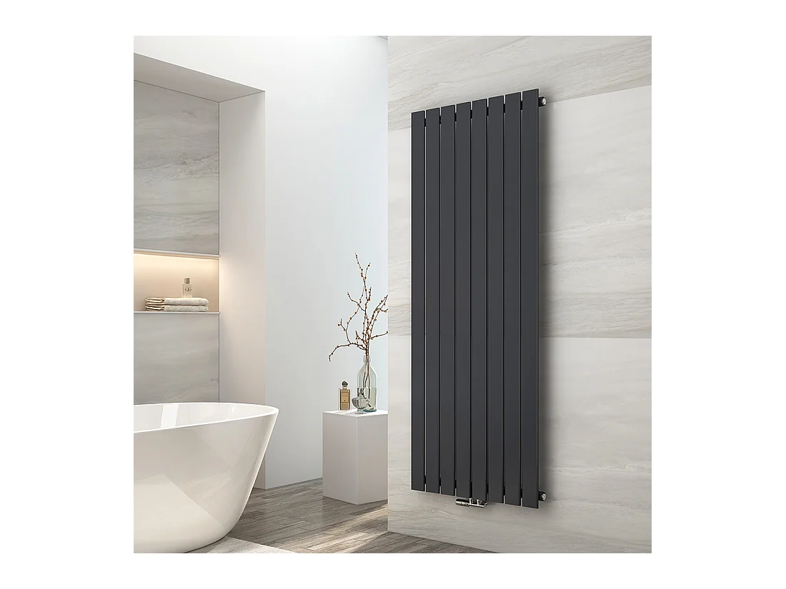 EMKE Radiatore ad acqua calda a tubo Piatto in acciaio Radiatore a parete antracite 160x62cm 1998W Doppio strato