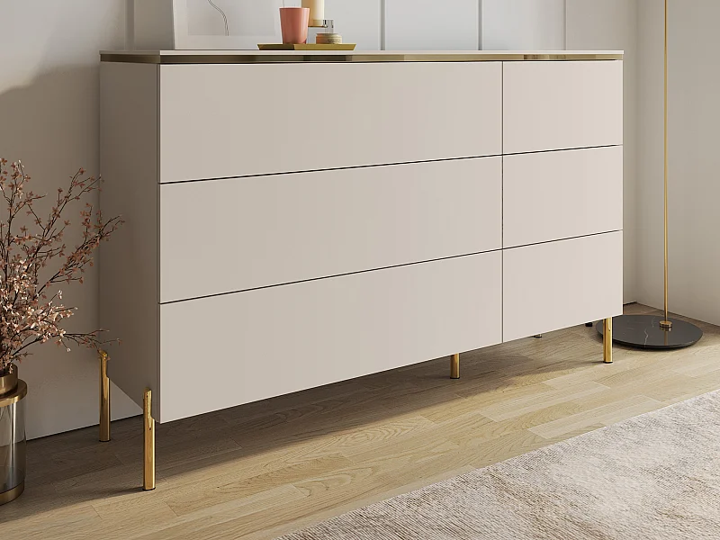 Commode 6 tiroirs - Beige et doré - VUKIA de Pascal Morabito
