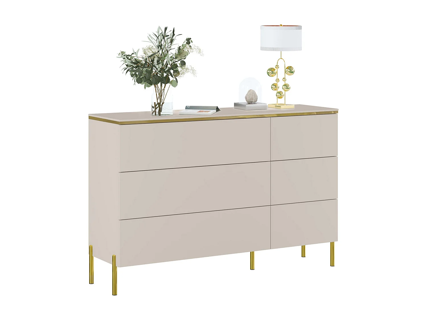 Comò 6 cassetti Beige e Dorato - VUKIA di PASCAL MORABITO