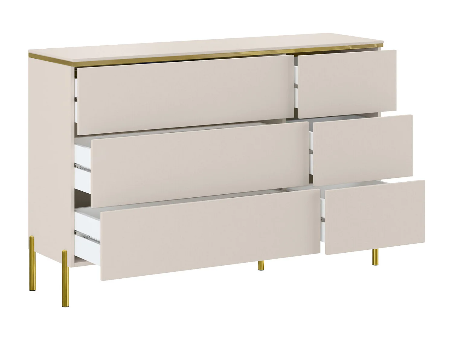 Ladekast met 6 lades - Beige en goud - VUKIA van Pascal Morabito