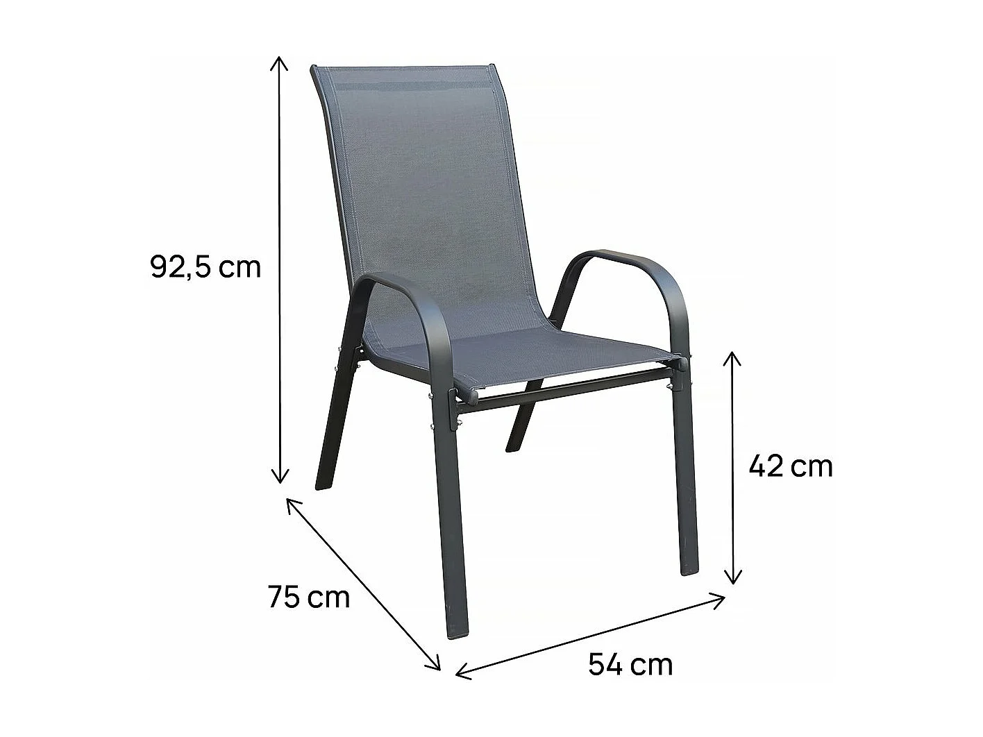 Fauteuil jardin textilène "Cordoba" - Phoenix - Lot de 2 - Anthracite