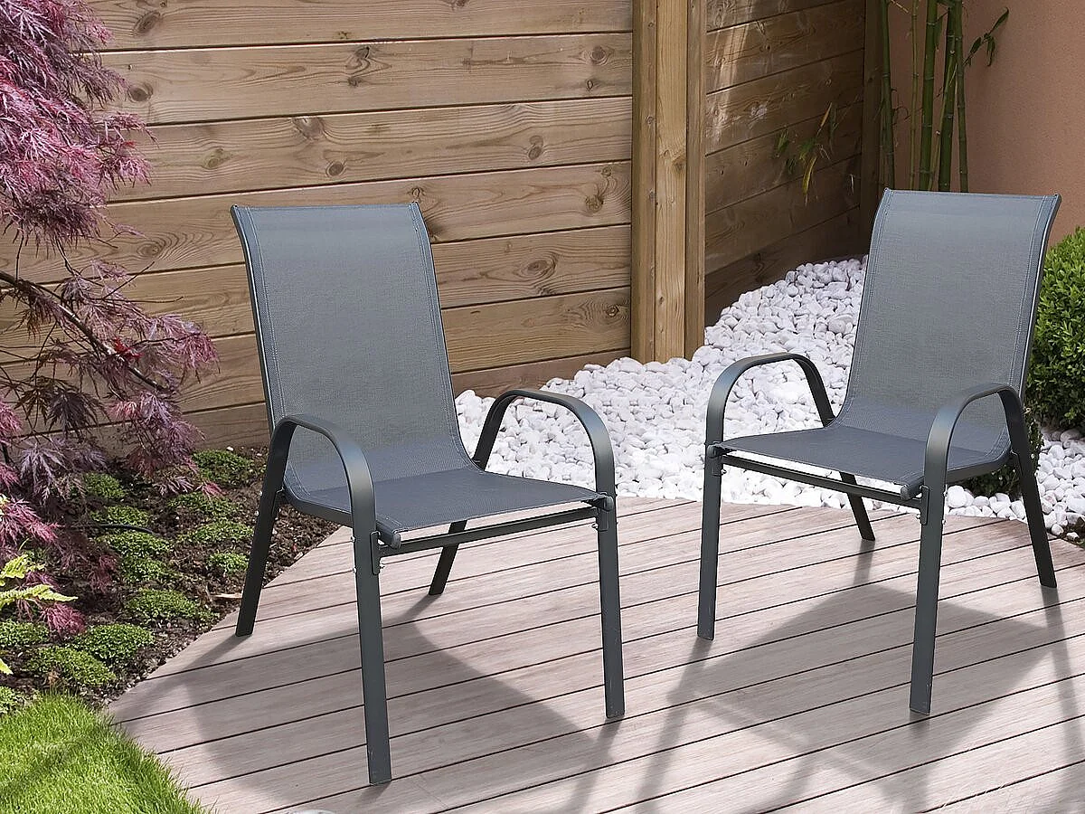 Fauteuil jardin textilène "Cordoba" - Phoenix - Lot de 2 - Anthracite