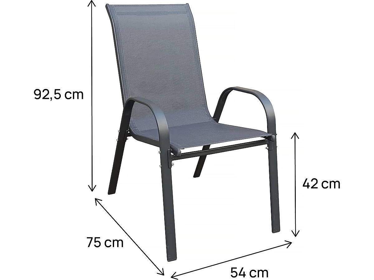 Silla de jardín "Cordoba" de textilene - Phoenix - Juego de 2 - Antracita