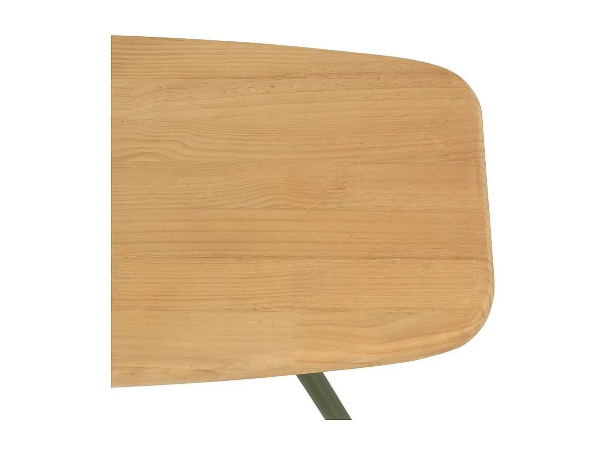 HELENA - Table basse plateau en bois pin pieds scandinaves métal vert