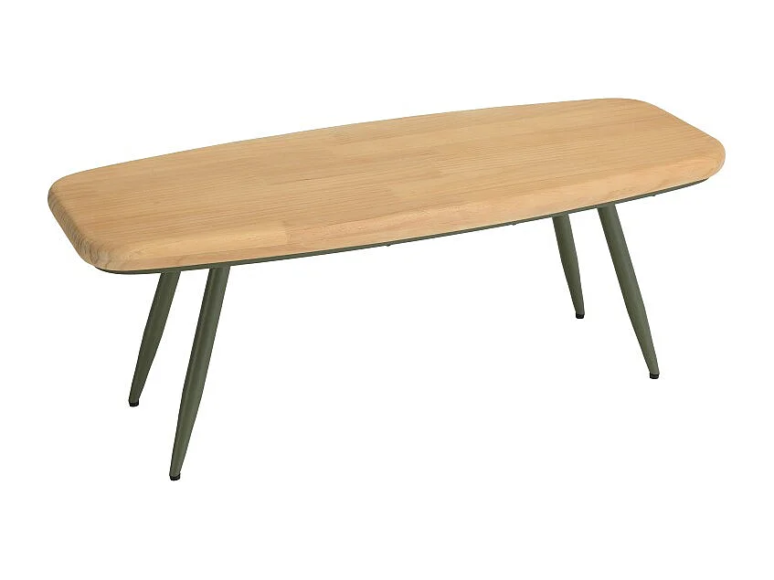 HELENA - Table basse plateau L100cm en bois pin pieds vert