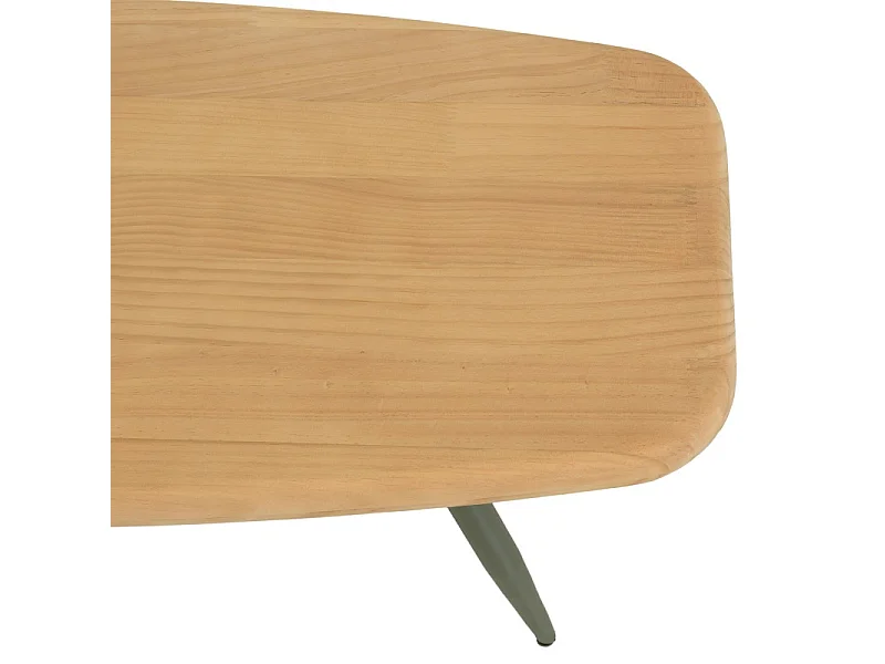HELENA - Table basse plateau L100cm en bois pin pieds vert