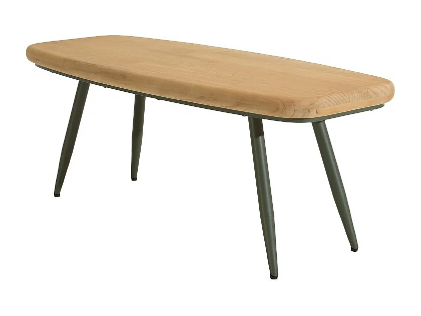 HELENA - Table basse plateau L100cm en bois pin pieds vert