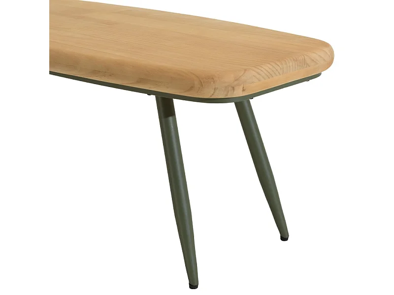 HELENA - Table basse plateau L100cm en bois pin pieds vert