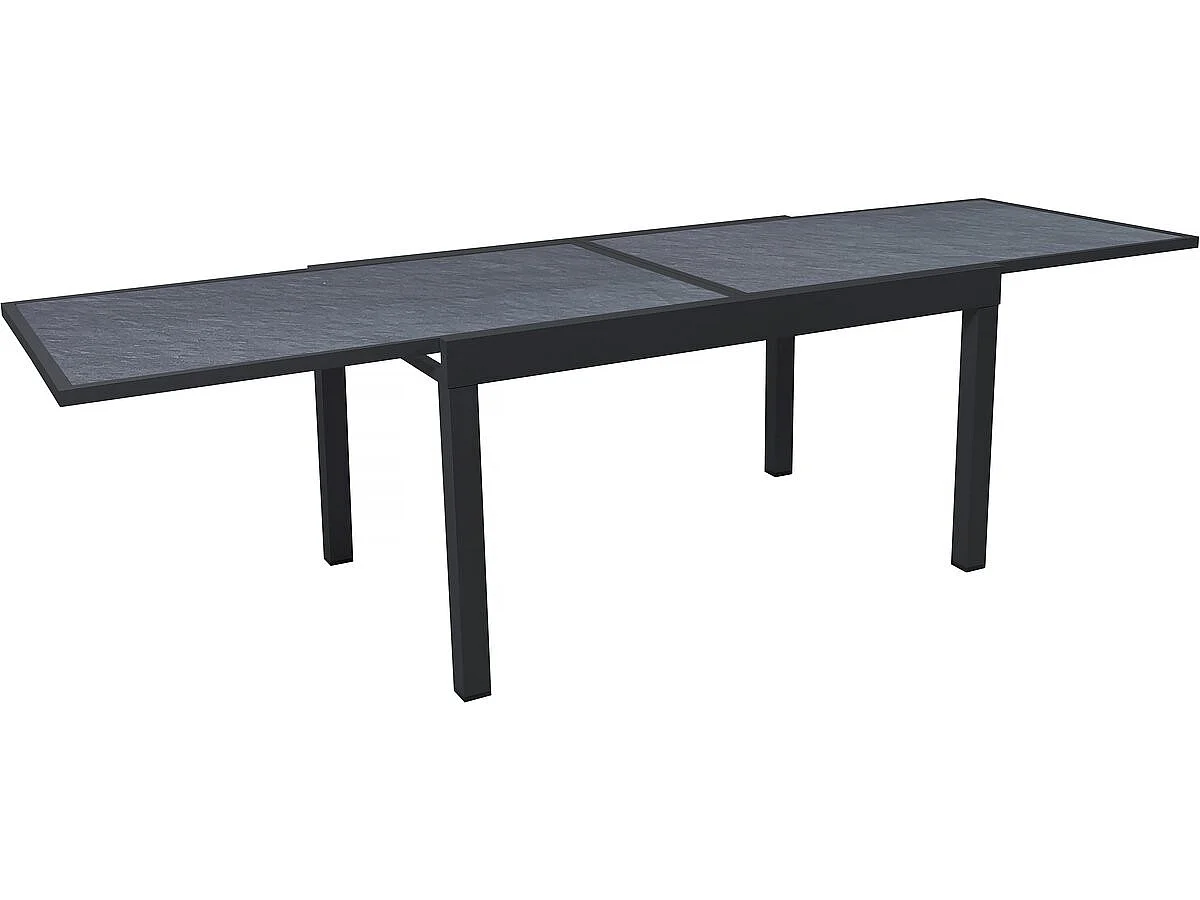 Table de jardin en aluminium extensible "Lagos" - 140/280 x 90 x 76 cm - Noir