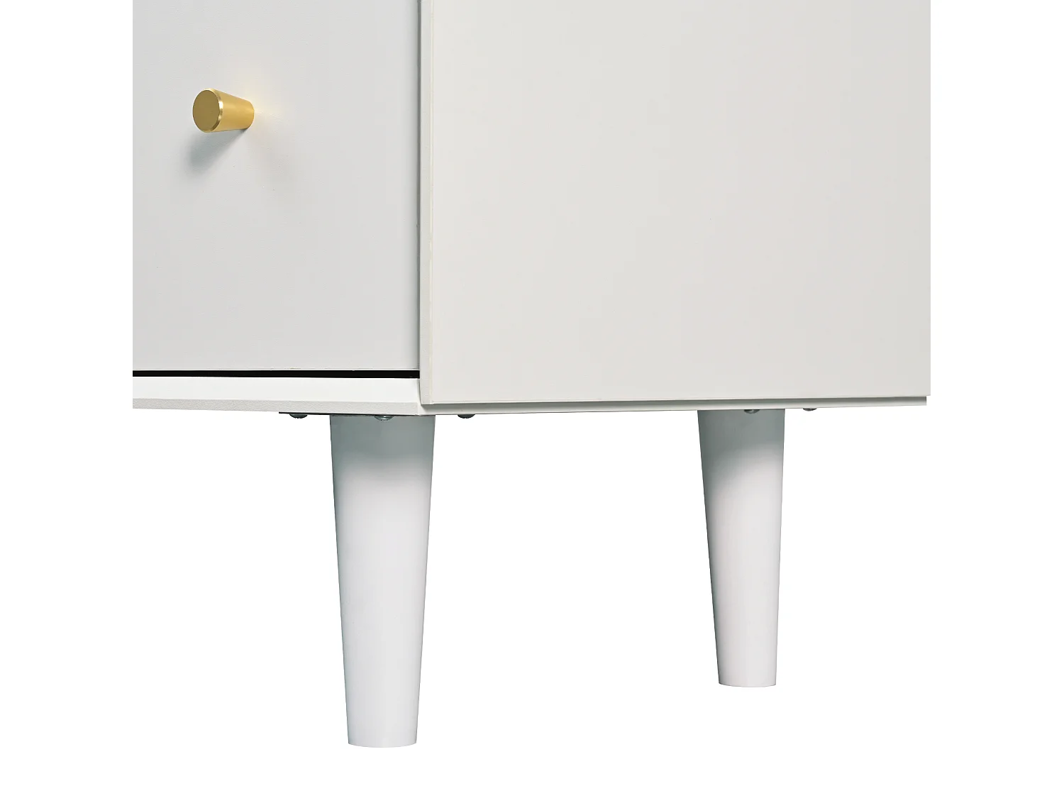 Meuble TV blanc effet bois 2 tiroirs 2 portes en rotin 180*40*65cm DRAKKAX