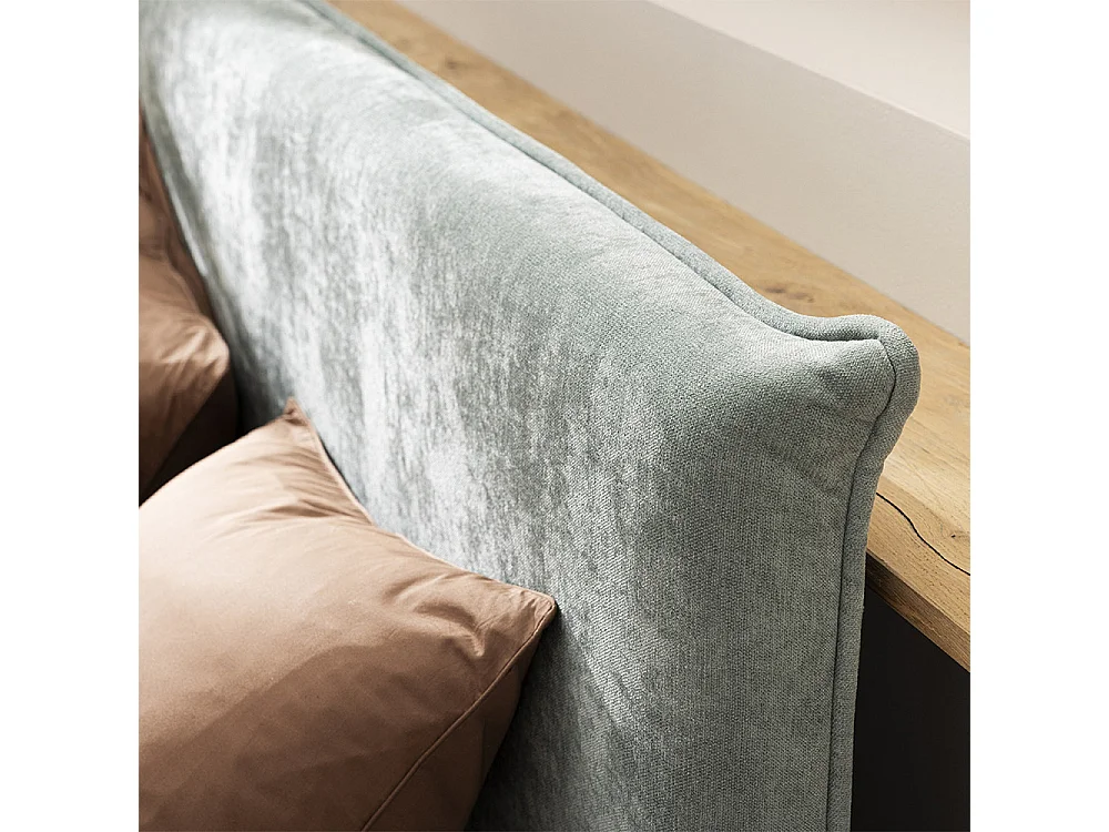 Mac beth - Lit coffre en tissu 160x200cm - Vert d'eau