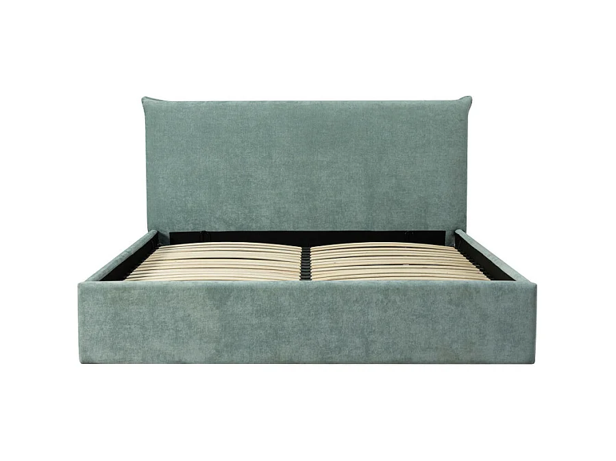 Mac beth - Lit coffre en tissu 160x200cm - Vert d'eau
