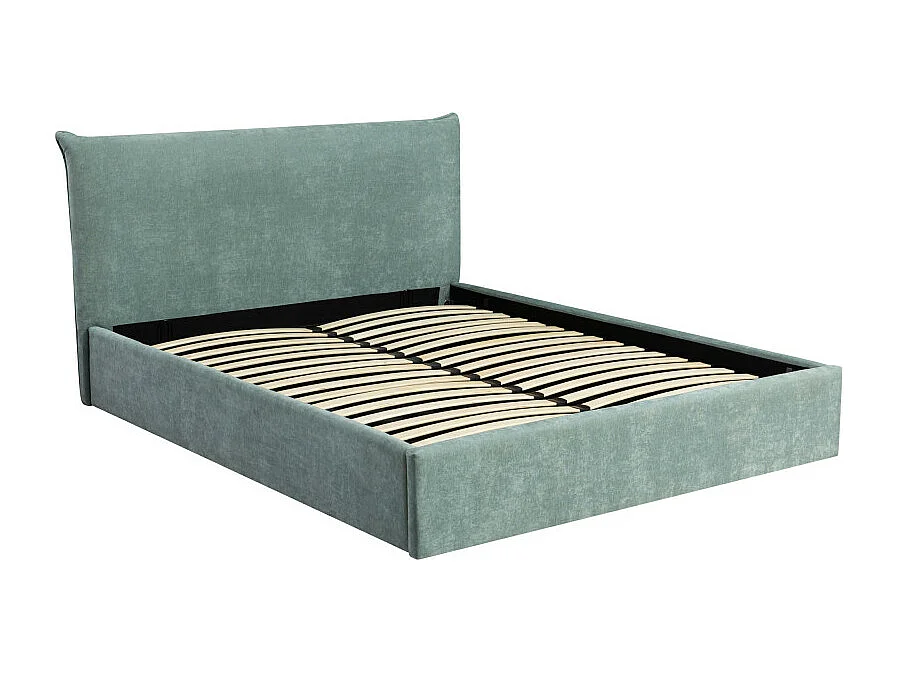 Mac beth - Lit coffre en tissu 160x200cm - Vert d'eau