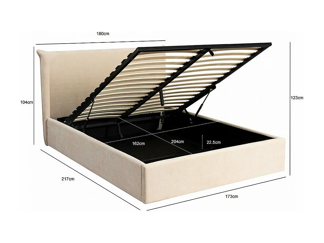 Mac beth - Lit coffre en tissu 160x200cm - Vert d'eau