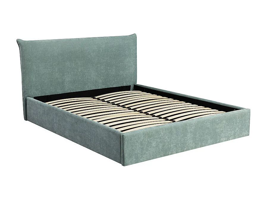 Mac beth - Lit coffre en tissu 160x200cm - Vert d'eau