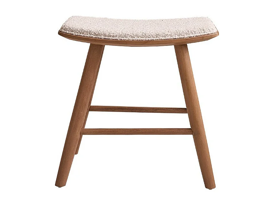 Tabouret en teck massif assise bouclette 45 cm