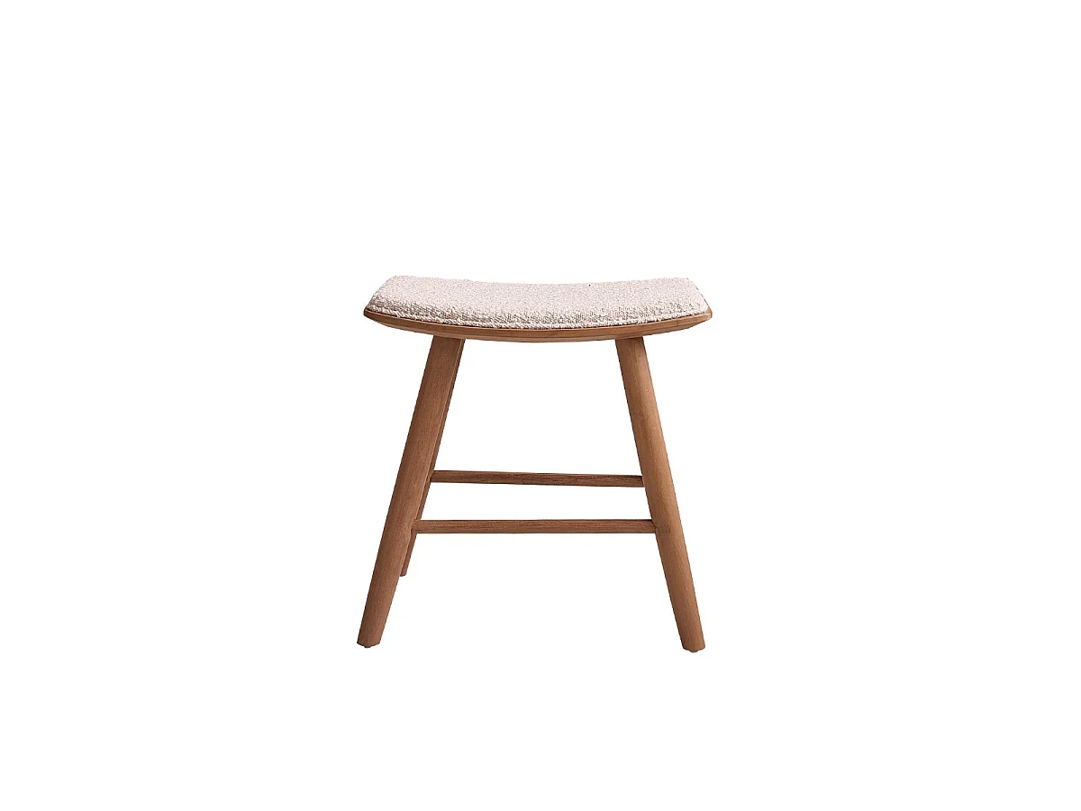 Tabouret en teck massif et bouclette