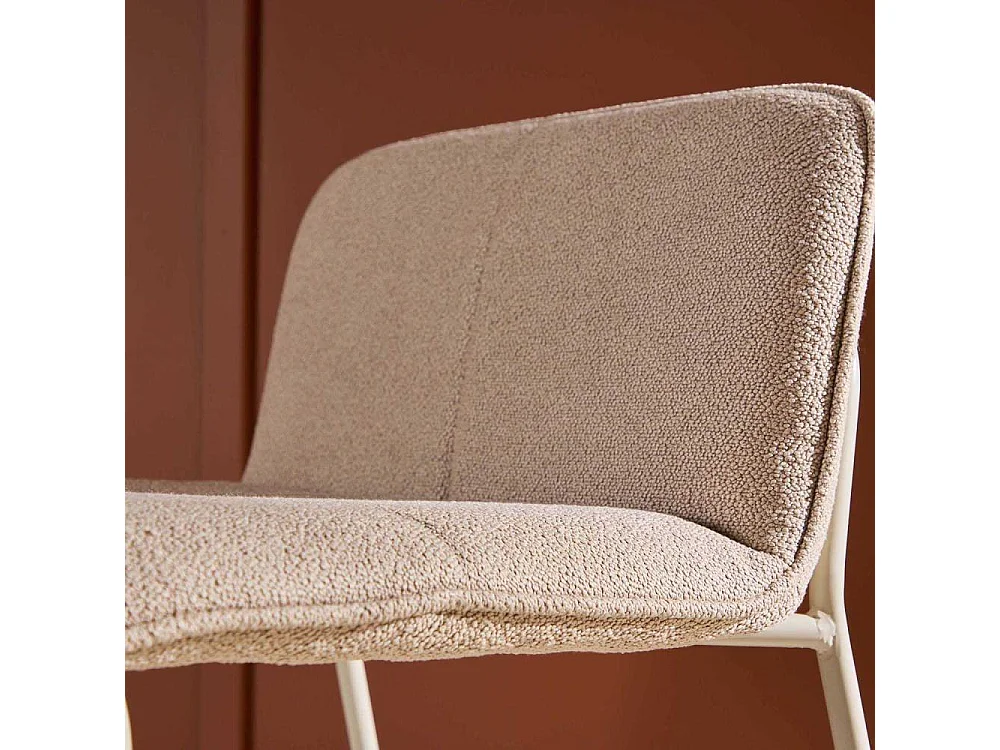 Chaise de bar en tissus bouclette et acier Bisbee