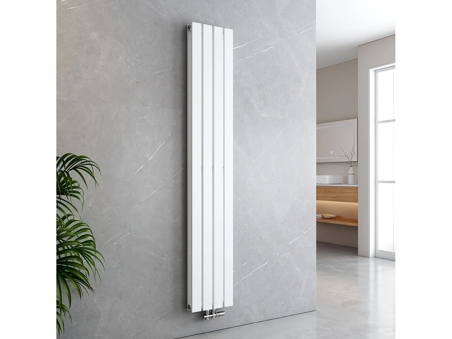 EMKE Radiator - Plat Design - Glanzend Wit - 180x30 cm - 627 W - Kolomradiator Vertical - Verwarming voor Alle Ruimtes