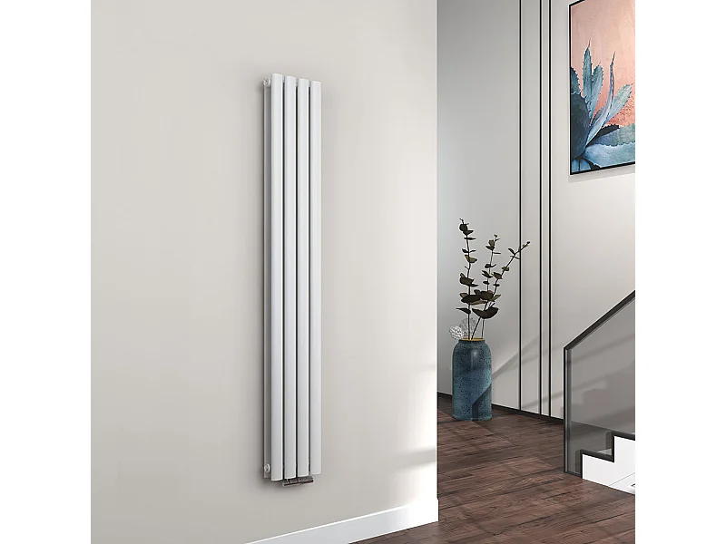EMKE Design Radiator - Ovale Buizen - 160x24 cm - Dubbel - Glanzend Wit - 623 W - Verwarming Alle Ruimtes