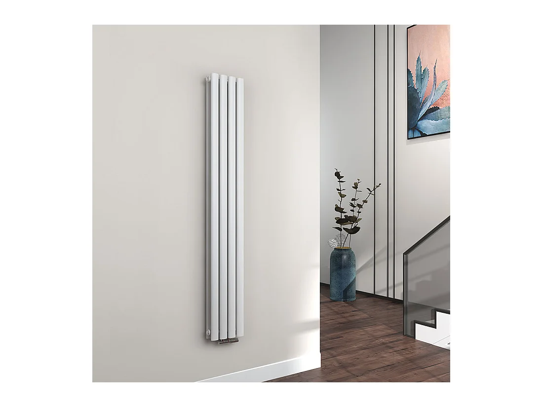 EMKE Design Radiator - Ovale Buizen - 160x24 cm - Dubbel - Glanzend Wit - 623 W - Verwarming Alle Ruimtes