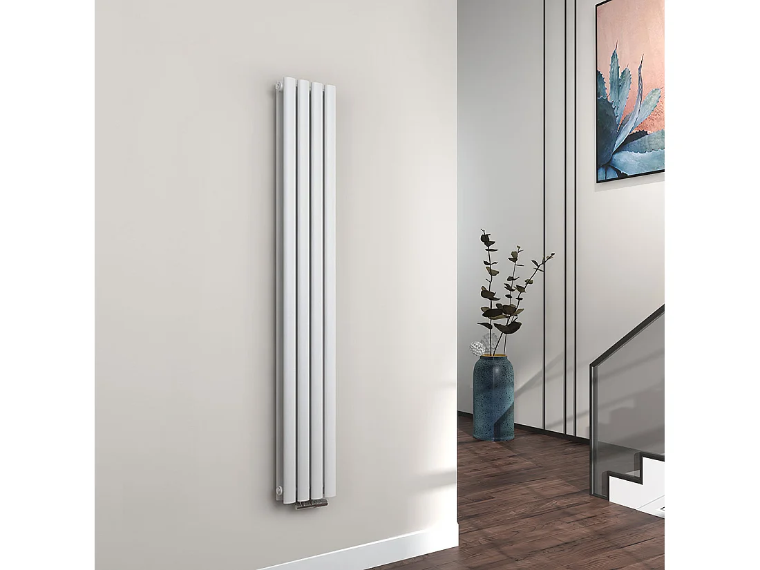 EMKE Design Radiator - Ovale Buizen - 160x24 cm - Dubbel - Glanzend Wit - 623 W - Verwarming Alle Ruimtes