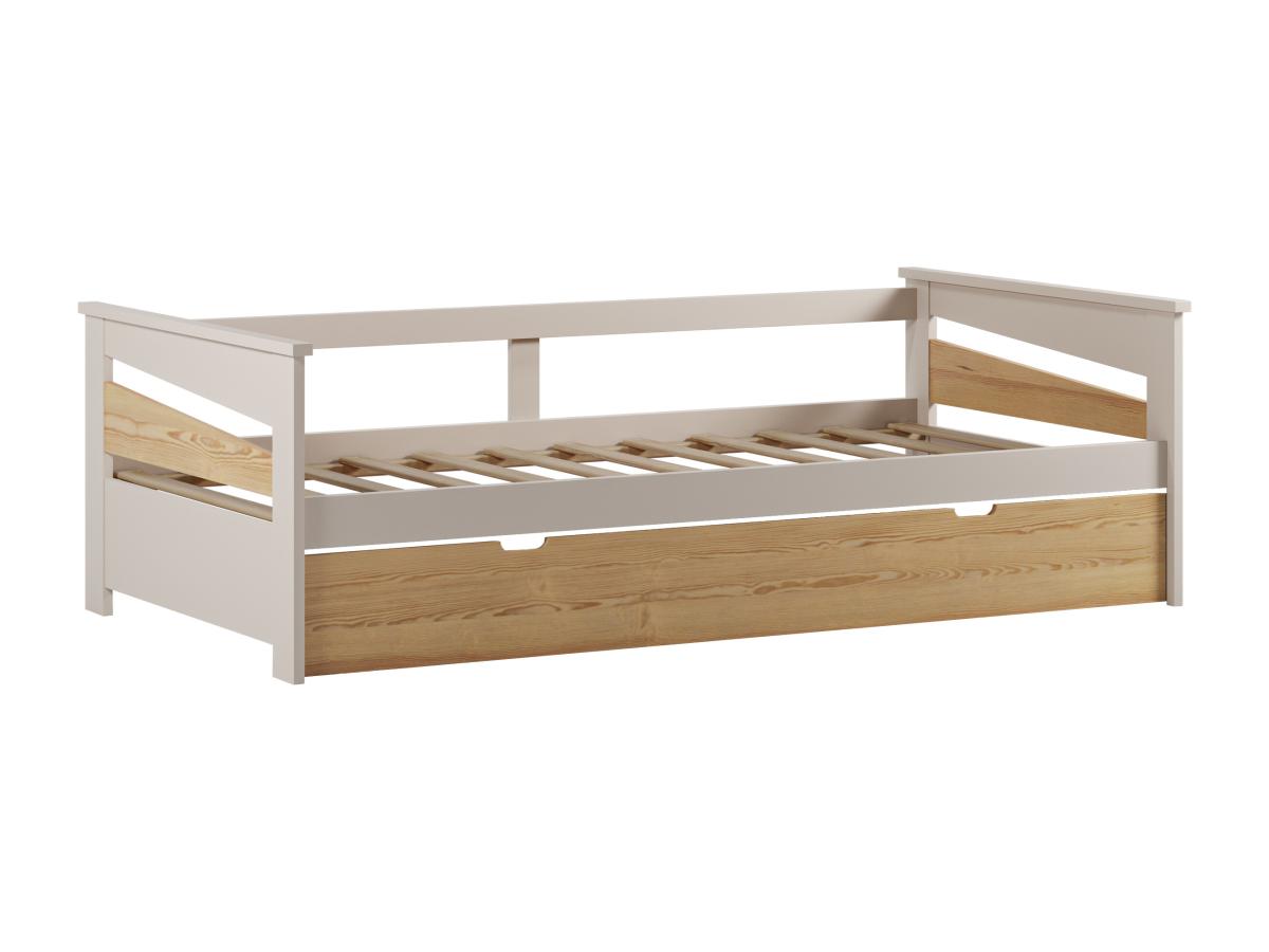 Ausziehbett - 2 x 90 x 190 cm - MDF - Holzfarben & Beige - LURAVO günstig online kaufen