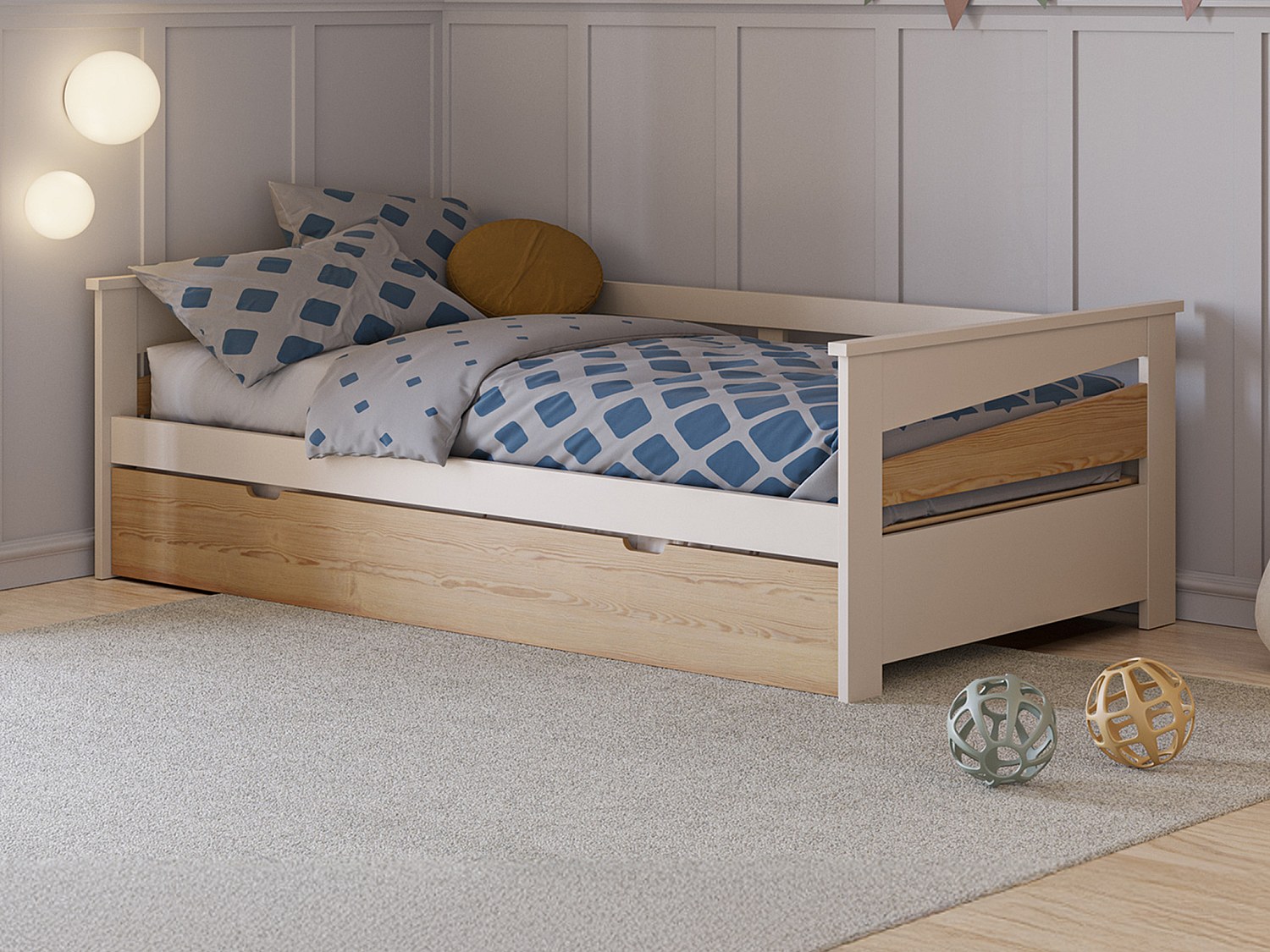 Utdragbar säng 2 x 90 x 190 cm - MDF - Färg: Naturell och beige - LURAVO