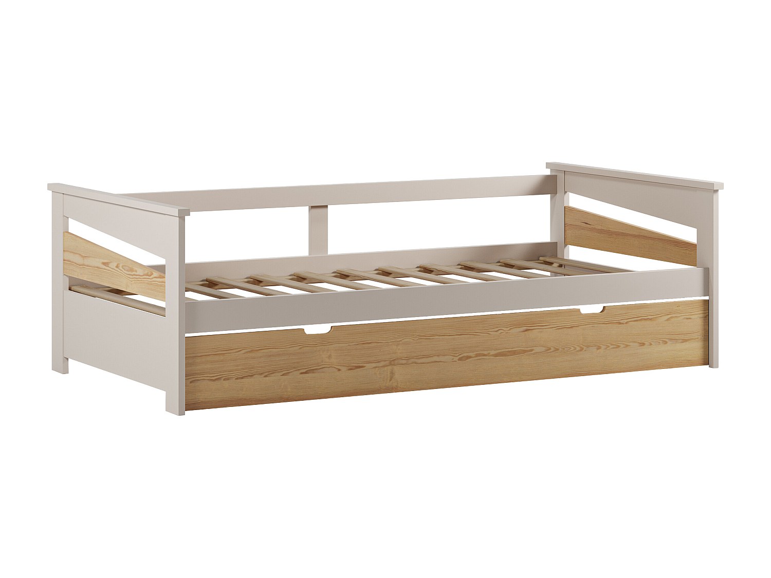 Ausziehbett - 2 x 90 x 190 cm - MDF - Holzfarben & Beige - LURAVO günstig online kaufen