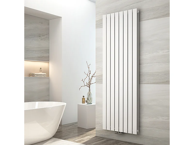 EMKE Radiator - Dubbel-Laags Plat - Glanzend Wit - 180x62 cm - 2227 W - Kolomradiator Vertical - Verwarming voor Alle Ruimtes