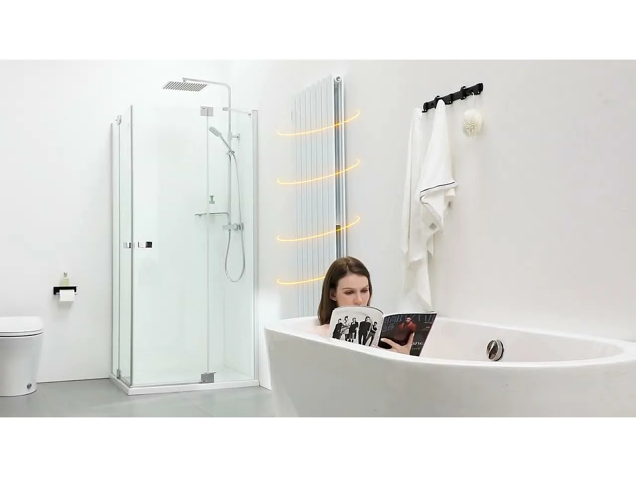 EMKE Radiateur eau chaude en acier Tube Plat Radiateur Mural Blanc 180x62cm 2227W Double Couche