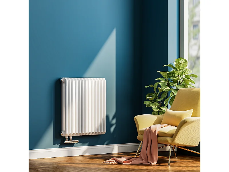 EMKE Design Radiator - D-Vormig - Glanzend Wit - 60x60 cm - 969 W - Centrale Verwarming Alle Ruimtes