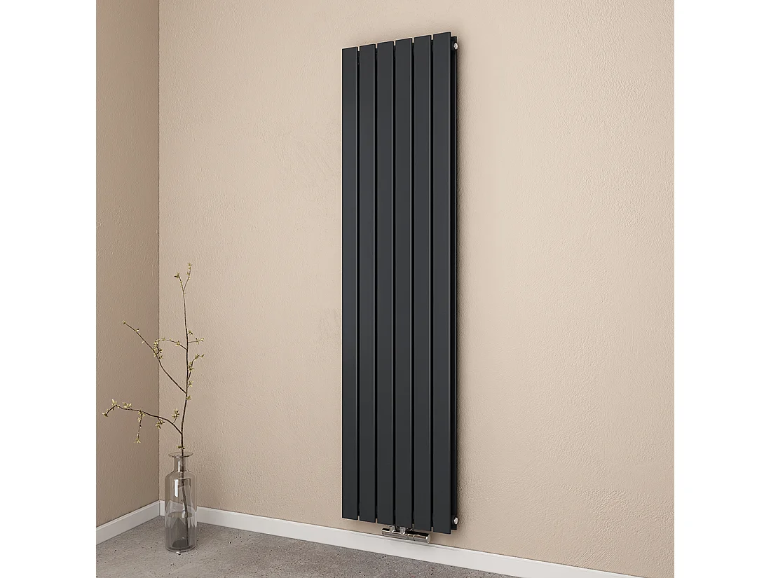 EMKE Radiatore ad acqua calda a tubo Piatto in acciaio Radiatore a parete antracite 180x46cm 1670W Doppio strato