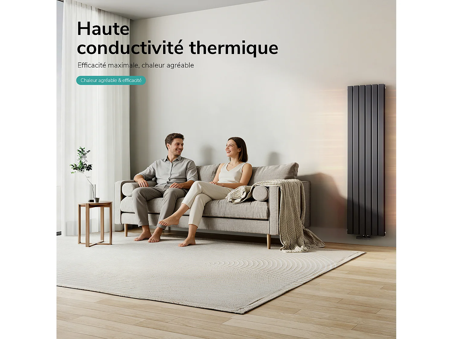 EMKE Radiateur eau chaude en acier Tube Plat Radiateur Mural Anthracite 180x46cm 1670W Double Couche