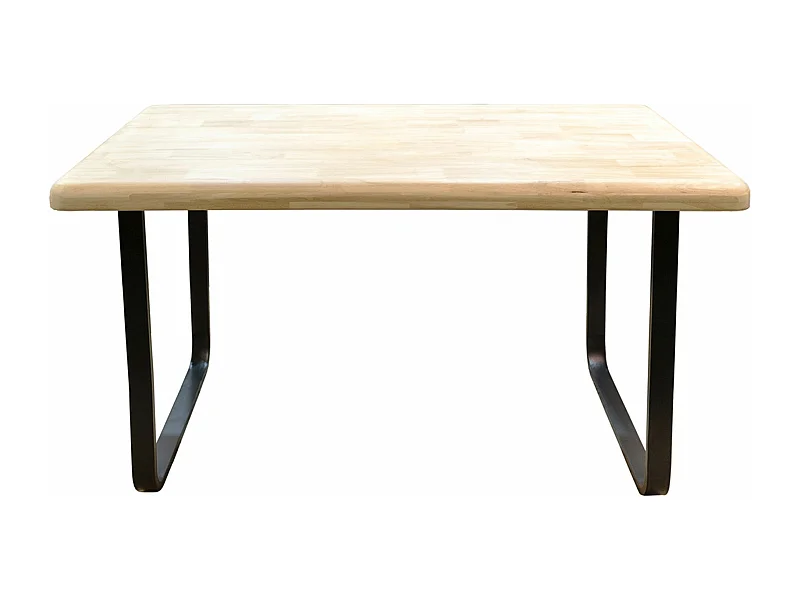Table à manger, table de repas rectangulaire en bois coloris chêne nordique, pieds en métal coloris noir - Longueur 140 x profondeur 80 x hauteur 76 cm