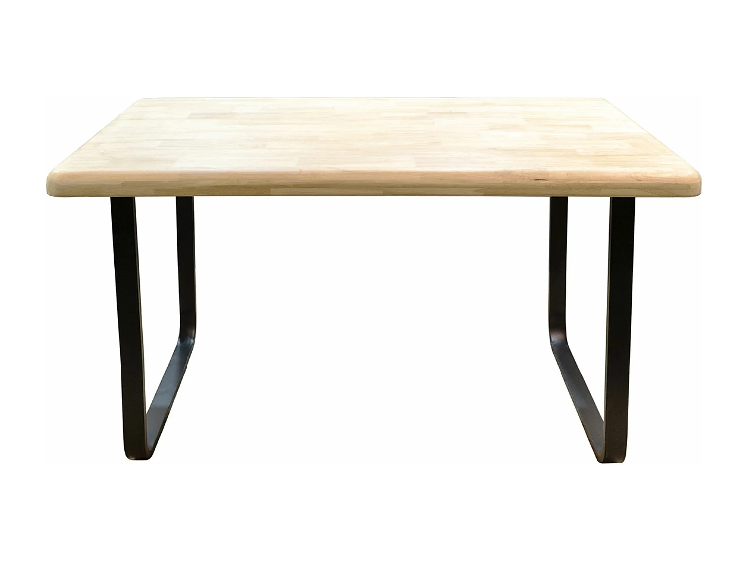 Table à manger, table de repas rectangulaire en bois coloris chêne nordique, pieds en métal coloris noir - Longueur 140 x profondeur 80 x hauteur 76 cm