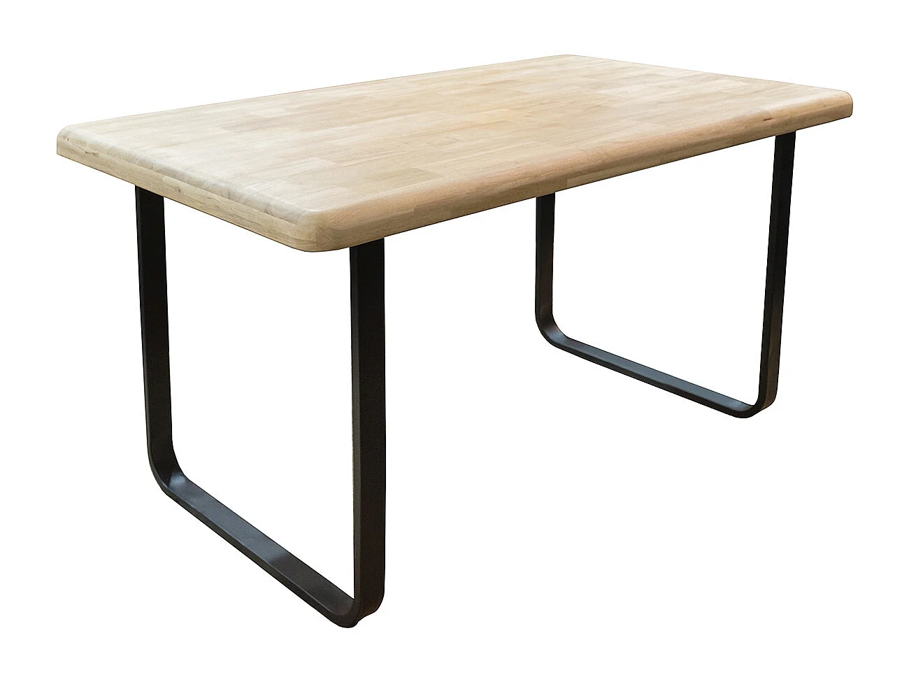 Table à manger, table de repas rectangulaire en bois coloris chêne nordique, pieds en métal coloris noir - Longueur 140 x profondeur 80 x hauteur 76 cm