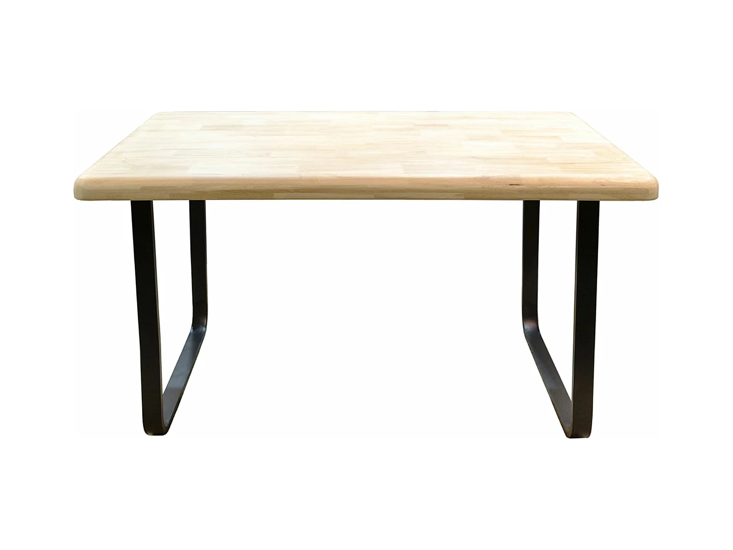 Table à manger, table de repas rectangulaire en bois coloris chêne nordique, pieds en métal coloris noir - Longueur 140 x profondeur 80 x hauteur 76 cm