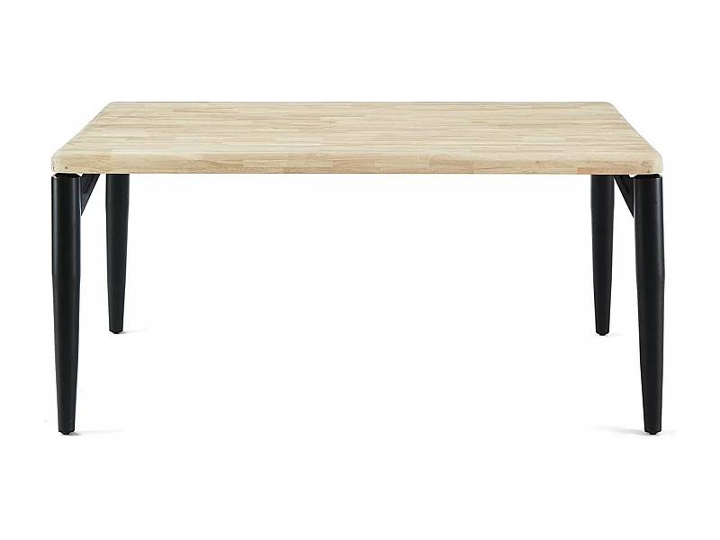 Table à manger, table de repas rectangulaire en bois coloris chêne nordique, pieds en métal noir - Longueur 160 x profondeur 100 x hauteur 76 cm