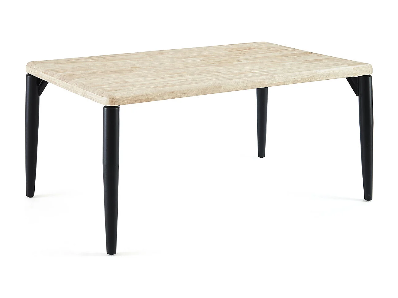 Table à manger, table de repas rectangulaire en bois coloris chêne nordique, pieds en métal noir - Longueur 160 x profondeur 100 x hauteur 76 cm