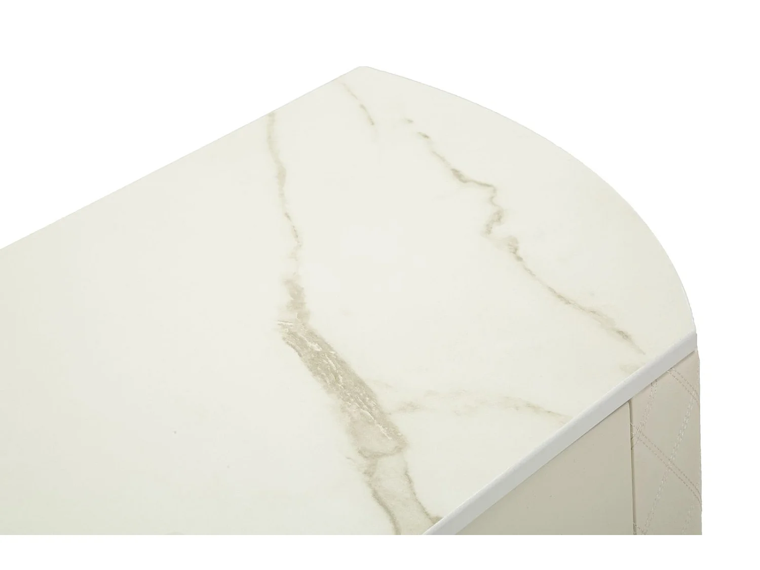 Consolle in metallo dorato e similpelle trapuntata crema cm 100x40x75