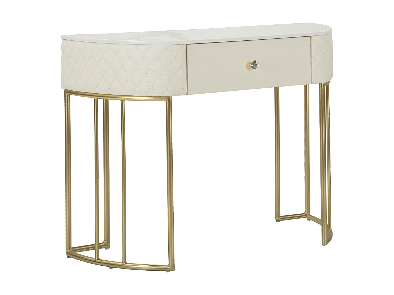 Console Design Effet Marbre "Sharon" 100cm Blanc & Or