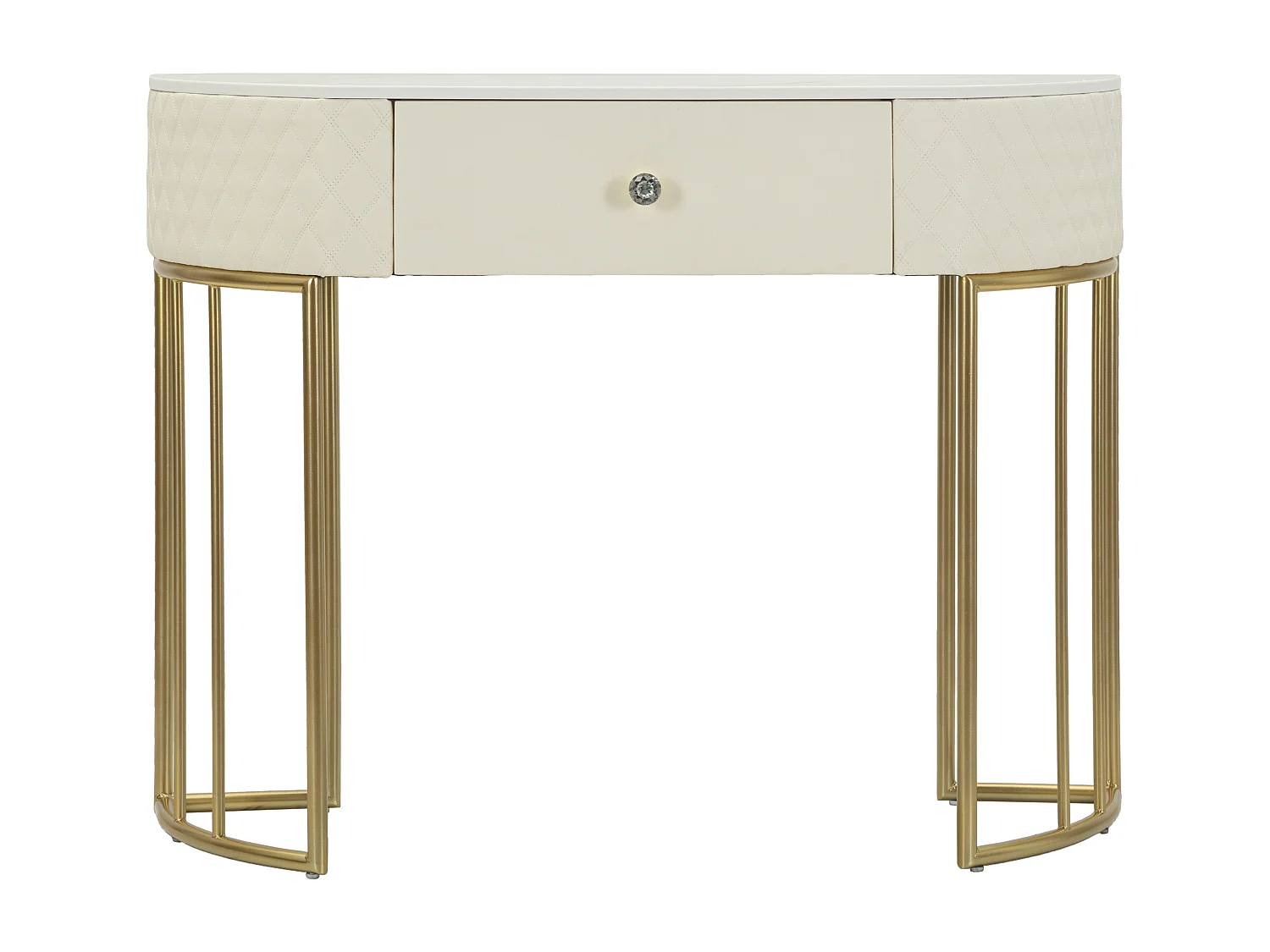 Console Design Effet Marbre "Sharon" 100cm Blanc & Or