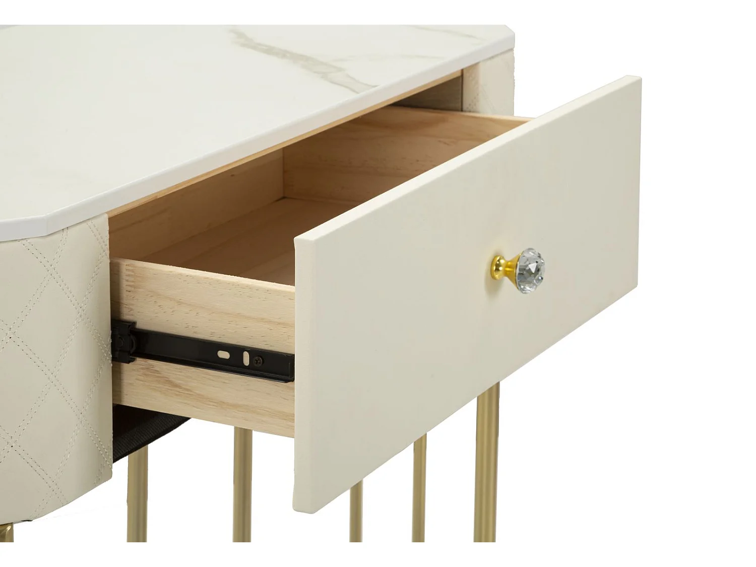 Console Design Effet Marbre "Sharon" 100cm Blanc & Or