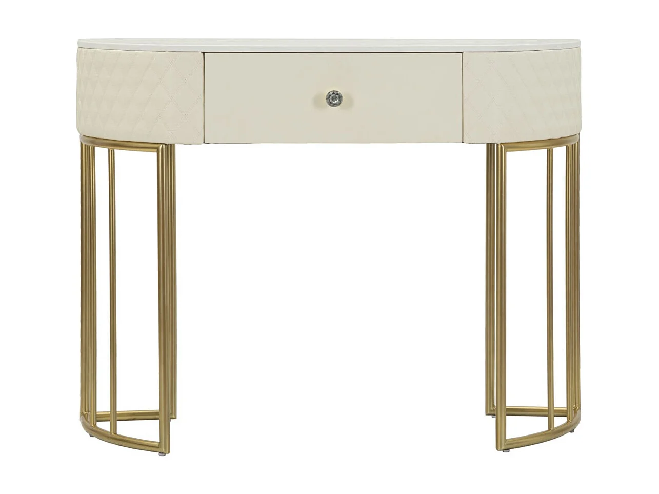 Console Design Effet Marbre "Sharon" 100cm Blanc & Or