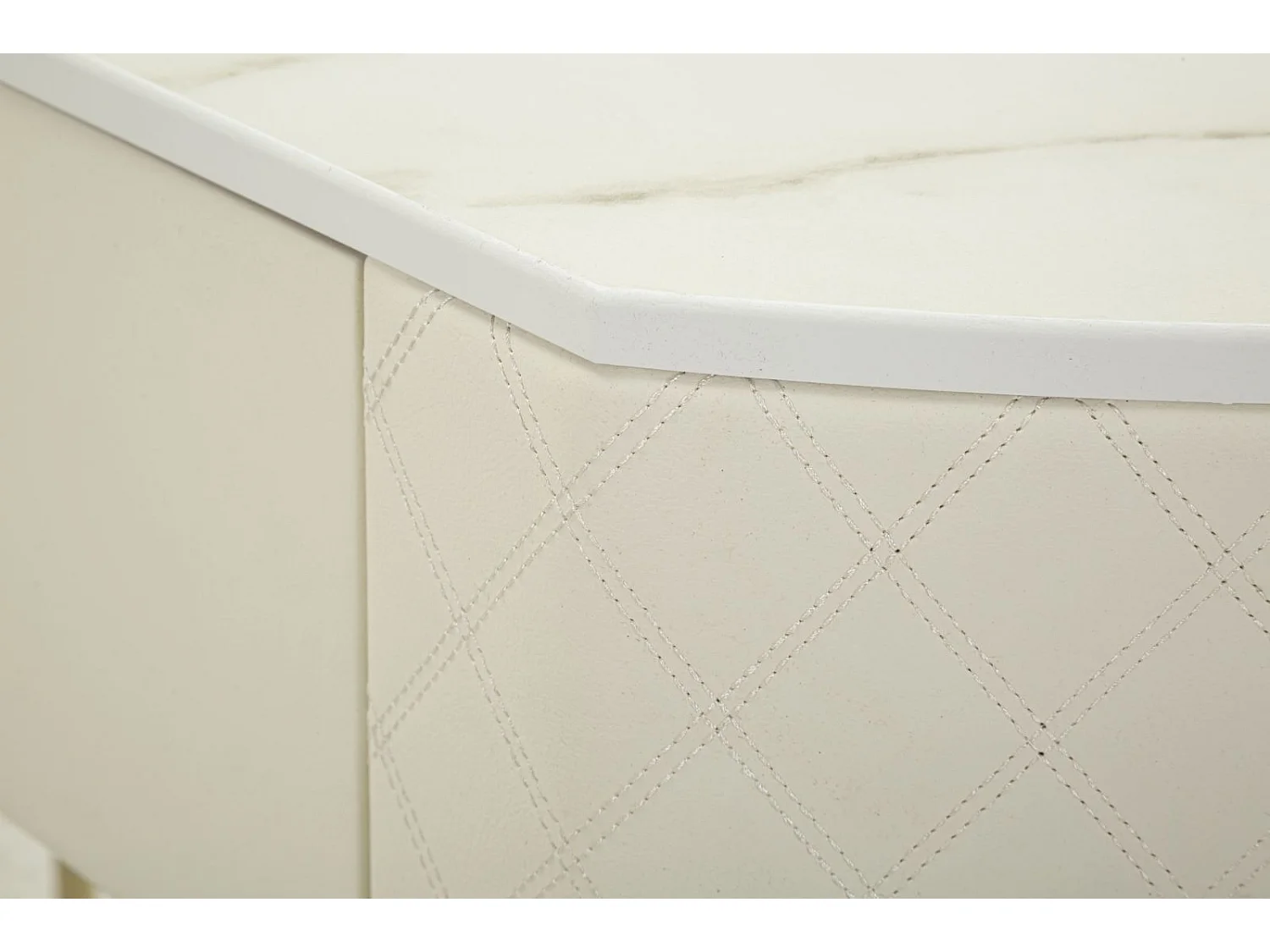 Console Design Effet Marbre "Sharon" 100cm Blanc & Or
