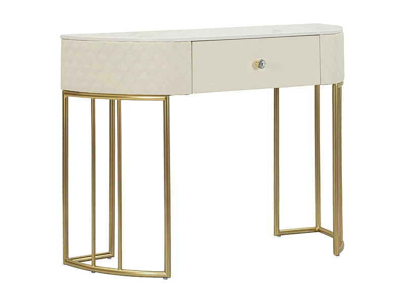 Console Design Effet Marbre "Sharon" 100cm Blanc & Or