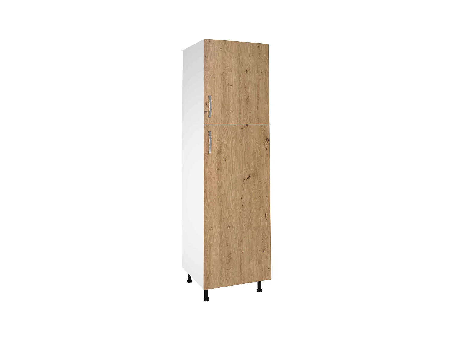 Meuble colonne de cuisine avec 2 portes coloris Chêne Albar  - Hauteur 200 x Longueur 60 x profondeur 58 cm