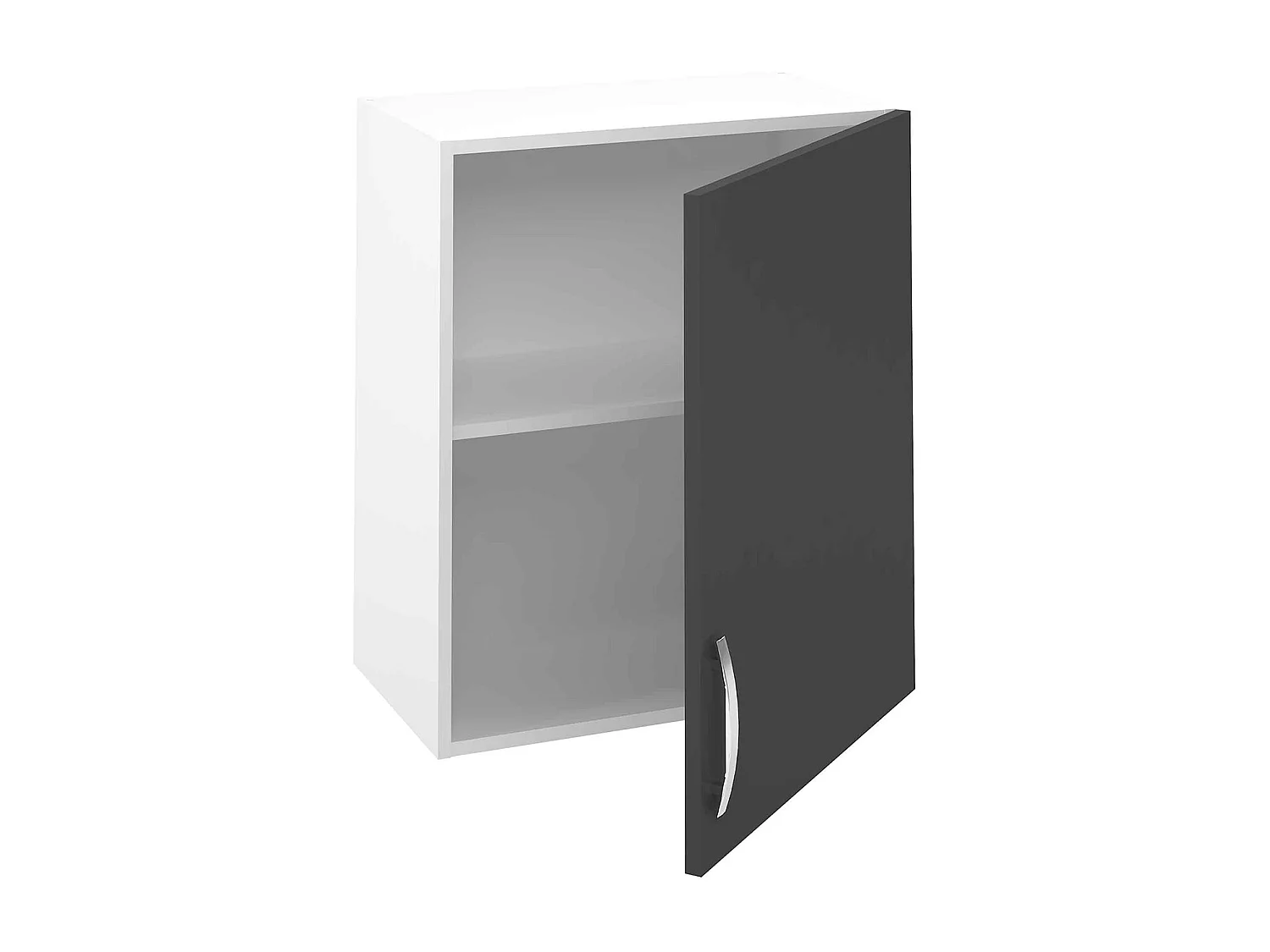 Meuble haut de cuisine avec 1 porte coloris gris  - Hauteur 70 x Longueur 60 x profondeur 35 cm